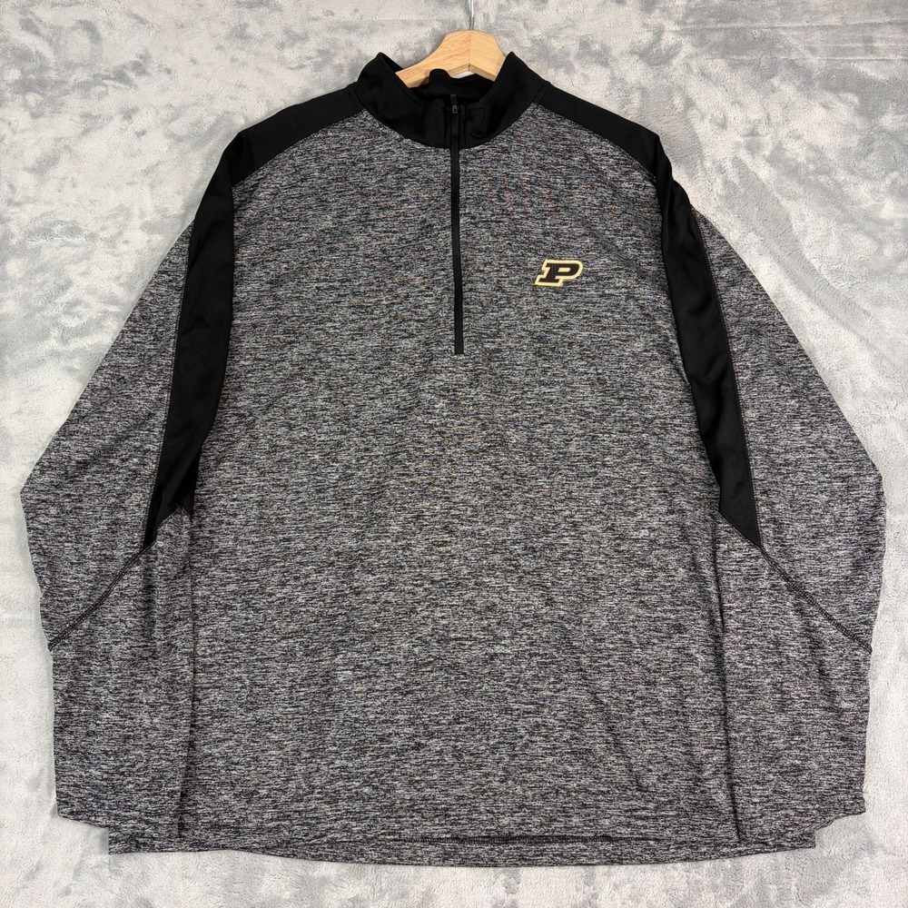 Purdue 1/4 Zip Pullover Mens Size 2XL Gray Black Holloway NCAA